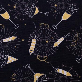 Preview: Baumwolle "Cheers" Party auf Schwarz by Swafing